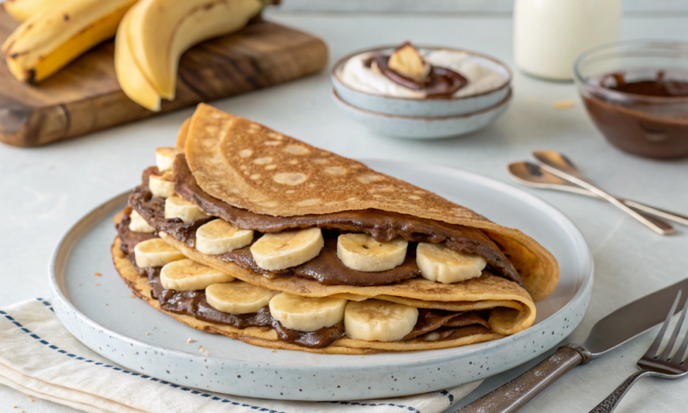 une crêpe choco-banane géante