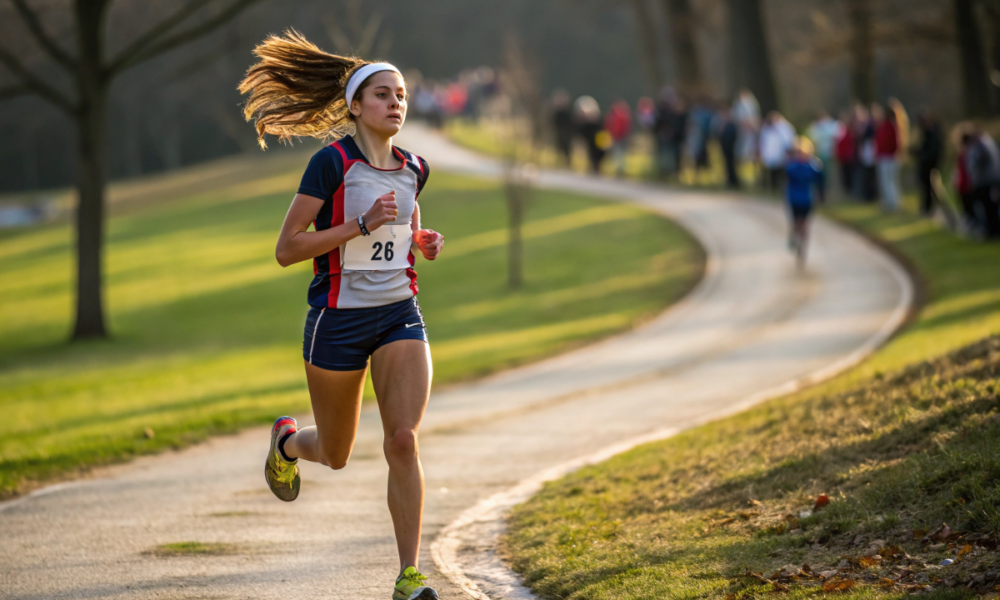 une jeune femme pendant une course longue distance