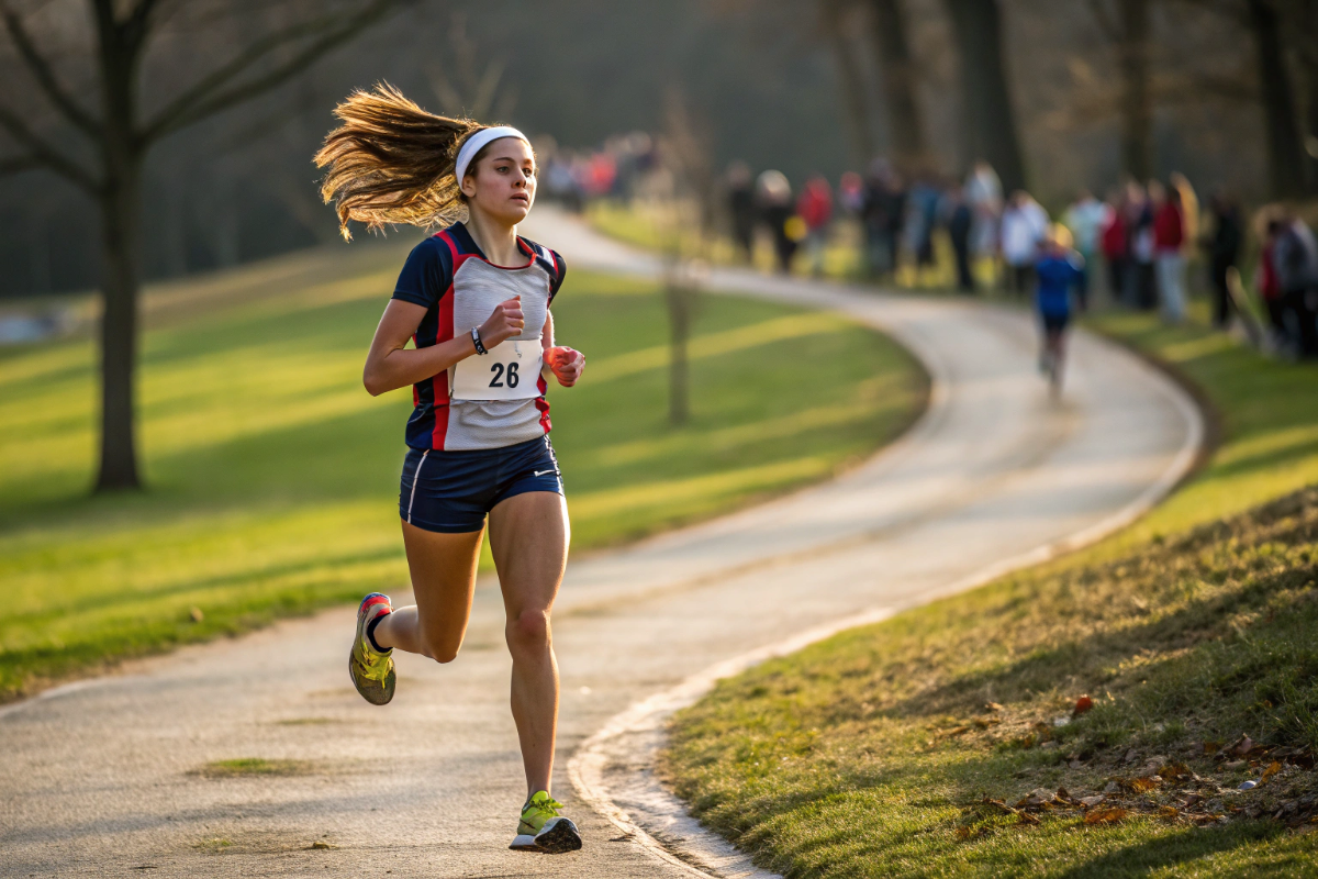 une jeune femme pendant une course longue distance