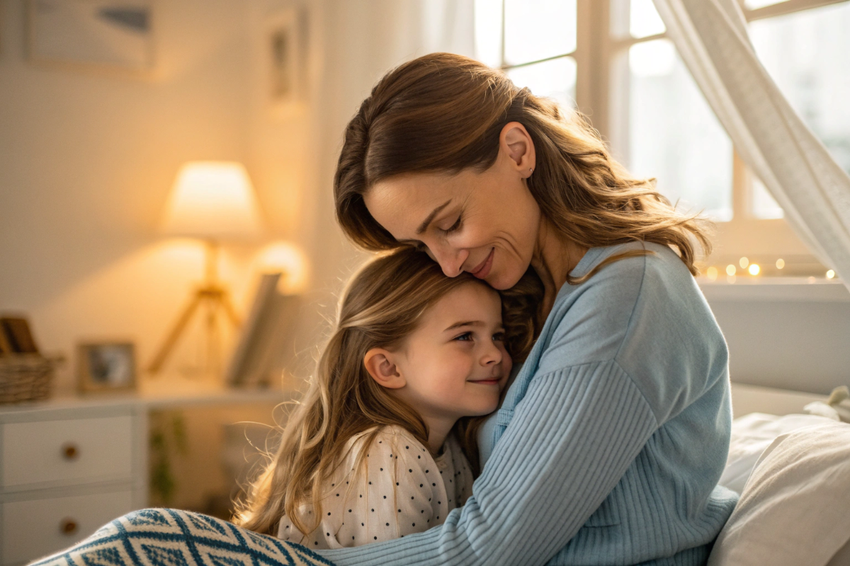 une maman qui berce son enfant