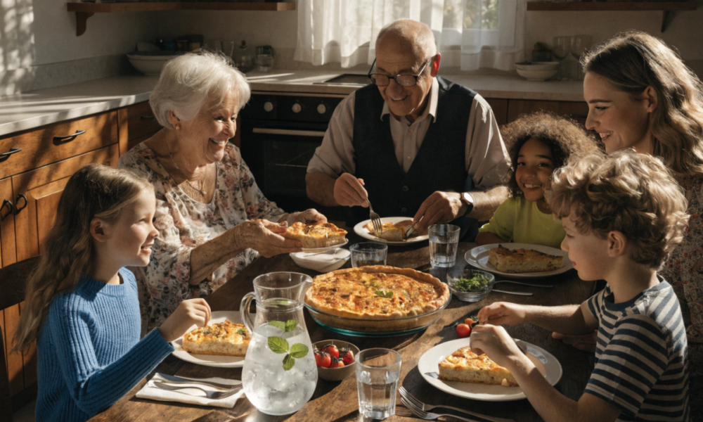 une quiche partagée en famille