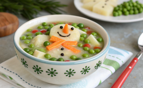 une soupe bonhomme de neige