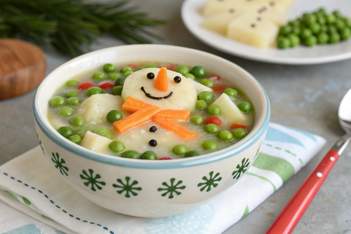 une soupe bonhomme de neige