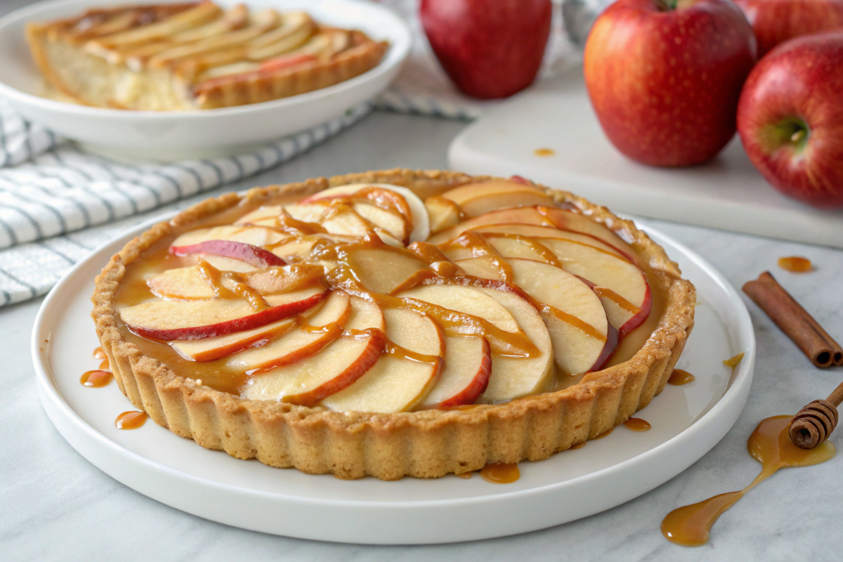 une tarte aux pommes caramel
