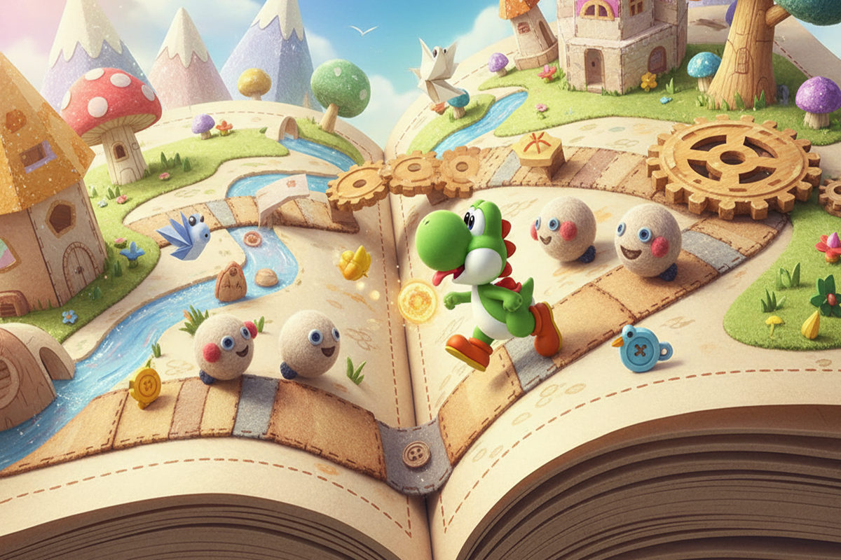 Gameplay d’un jeu d’aventure comme Yoshi and the Mysterious Book