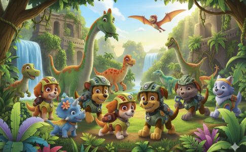 animaux en tenues d’explorateurs comme dans Paw Patrol Mission Dino
