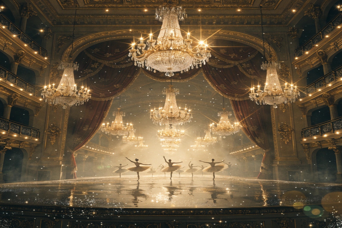 Un ballet classique dans un grand opéra illuminé