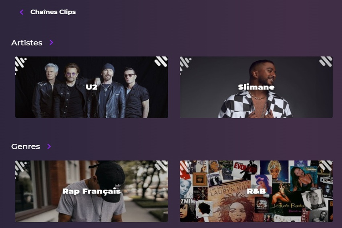 Les chaînes clips sur Playup