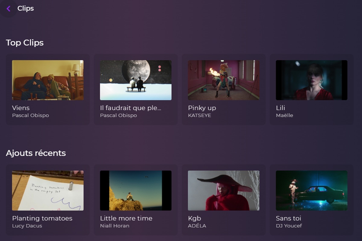 La rubrique Top Clips et Ajouts Récents sur Playup