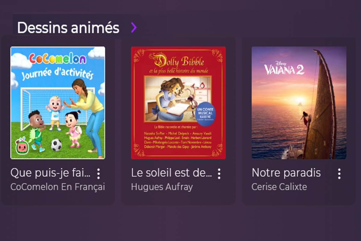 La rubrique dessins animés sur Playup