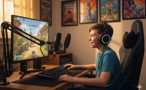 enfant en pleine création de contenu