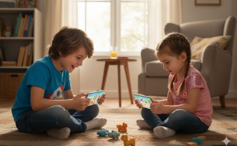 enfants jouant au jeu My Pet Spa