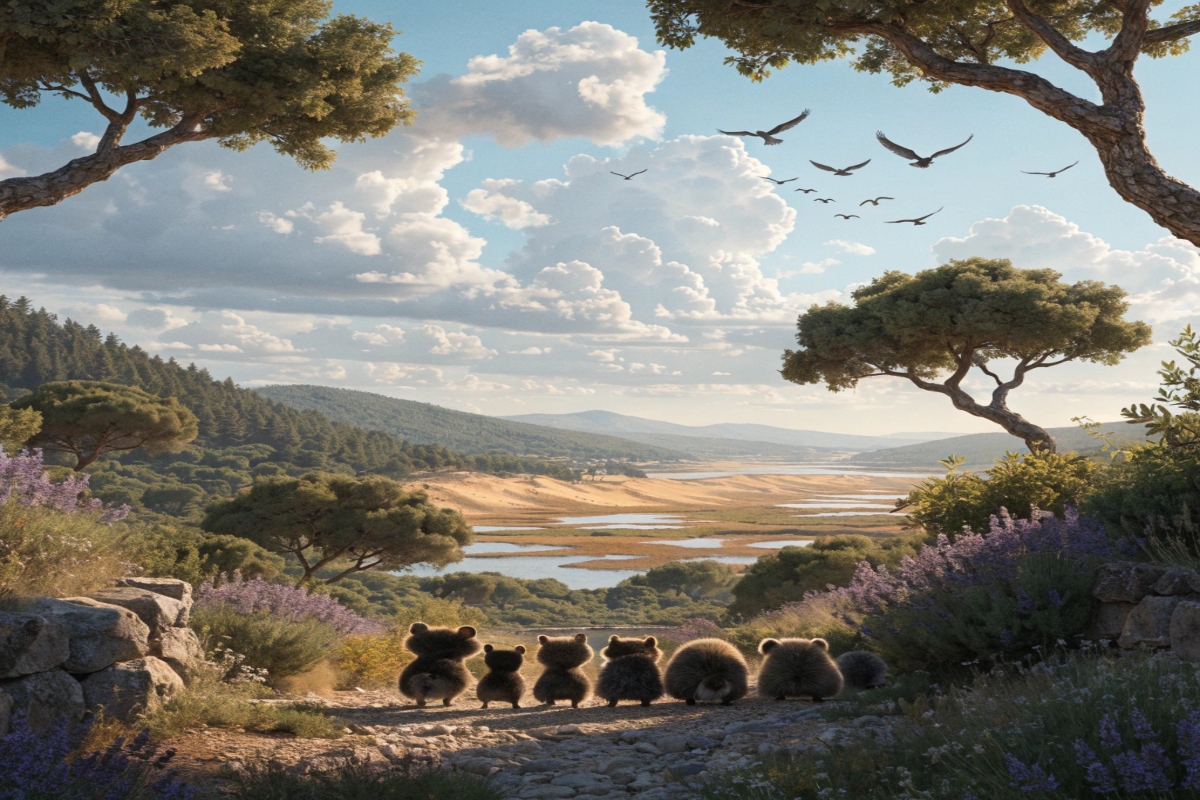 Groupe d'animaux de dos dans la brousse