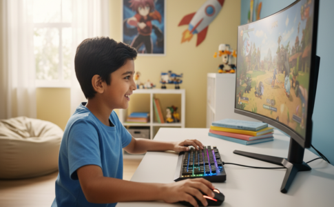 Un enfant qui joue aux jeux vidéo