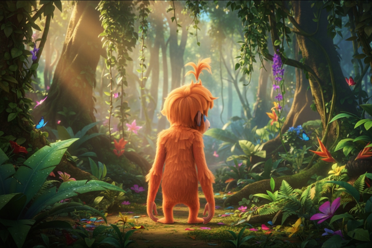 Une jeune orang-outan dans une forêt