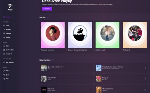 La page d'accueil de Playup