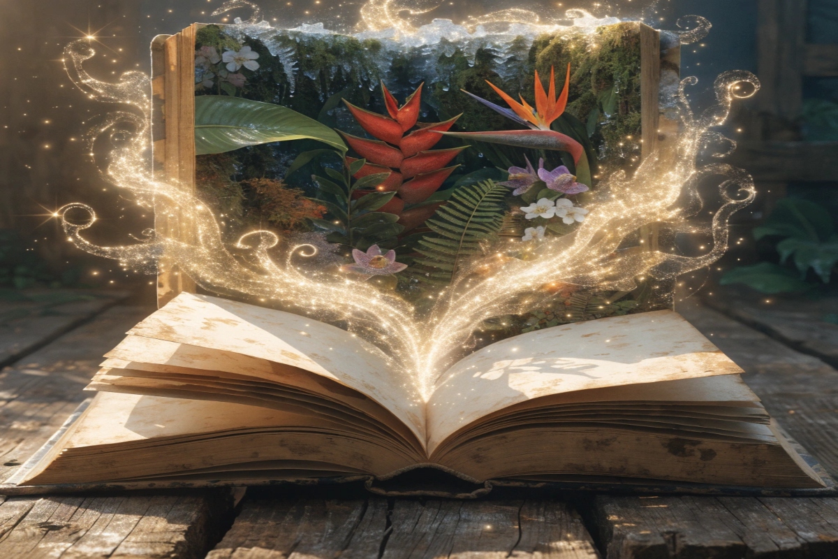 Paysage enchanté d'un livre ouvert