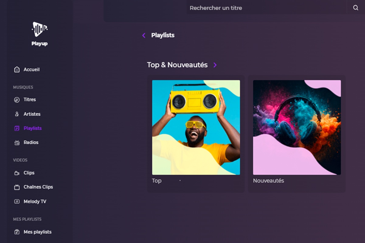 La rubrique Playlists de Playup  