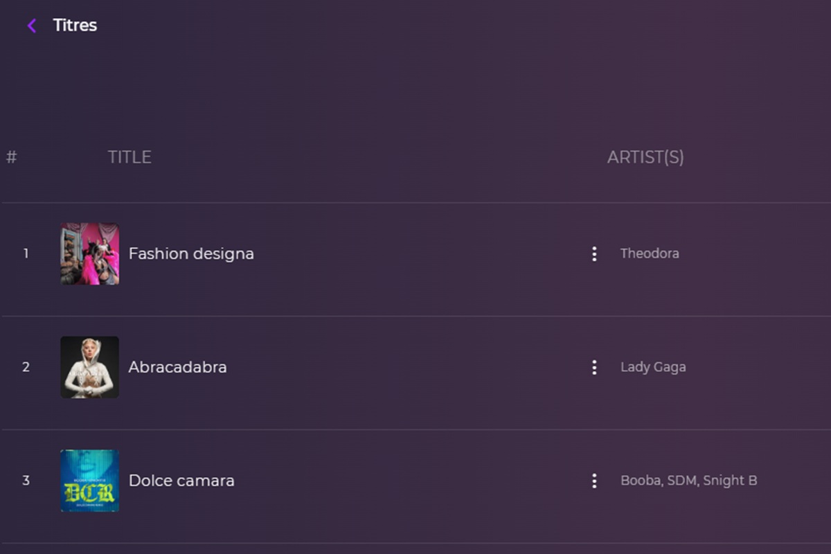 La section Titres sur Playup