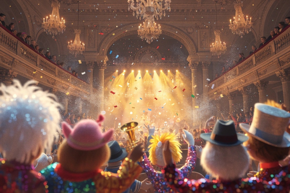 Une salle de spectacle animée et colorée