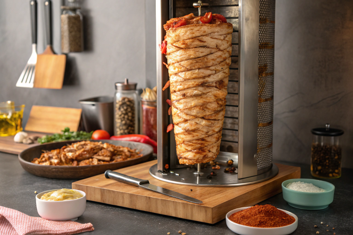 un shawarma en préparation