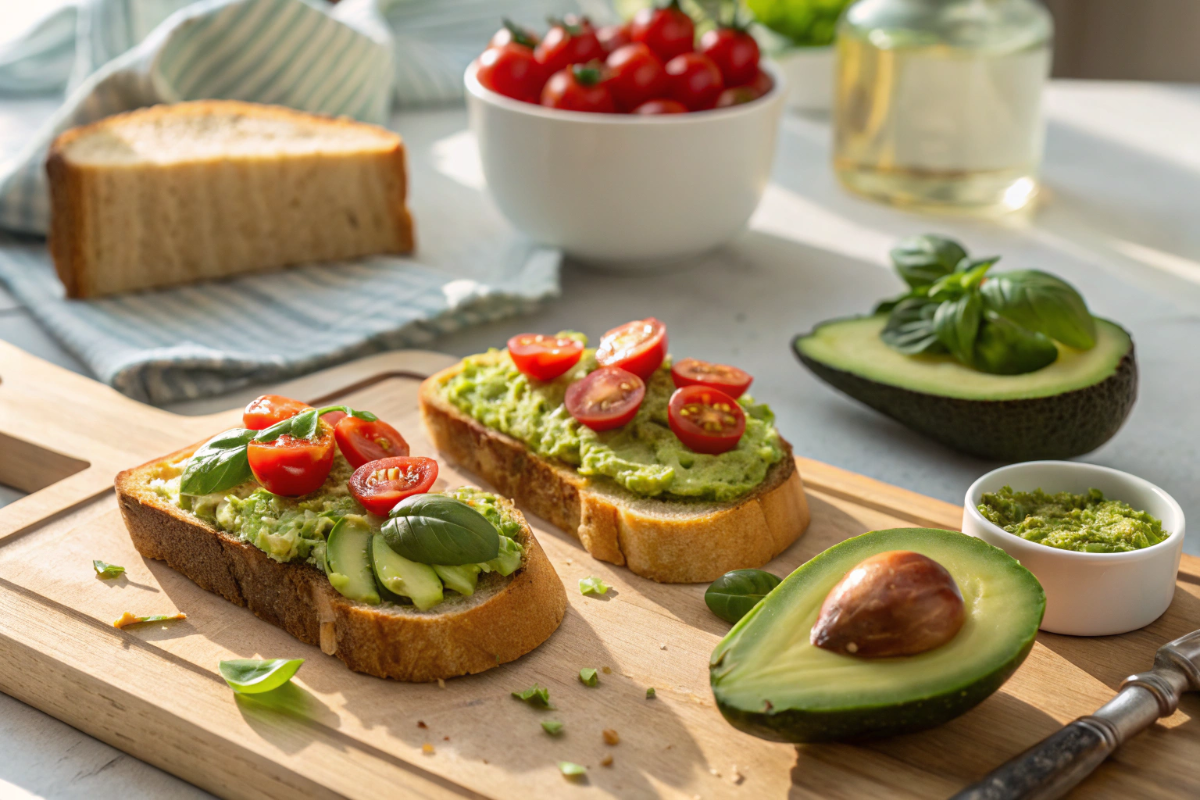 un toast à l'avocat en préparation