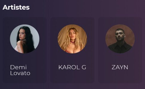 La rubrique Artistes sur Playup