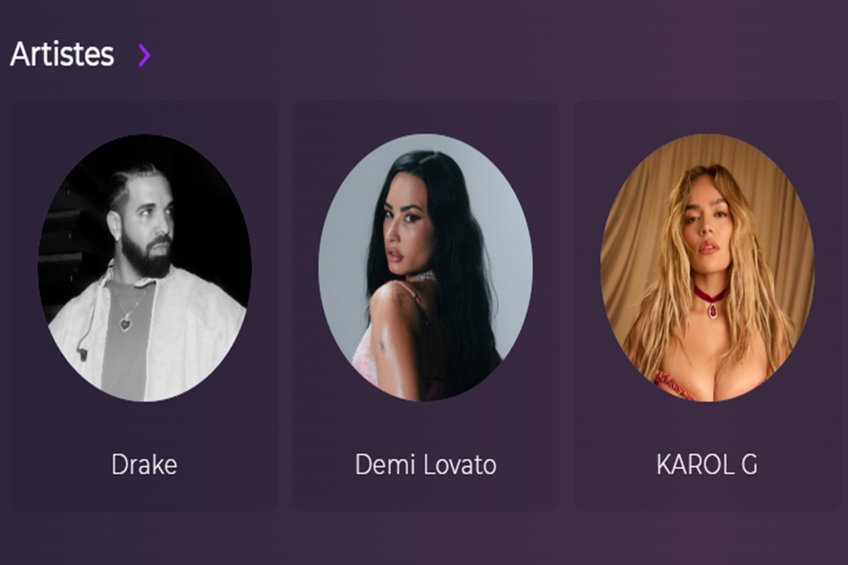 La rubrique Artistes sur Playup  