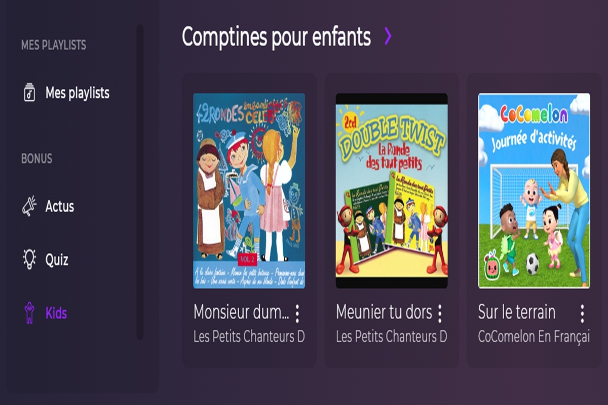 La playlist Comptines pour enfants sur Playup