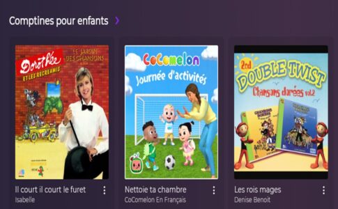 La sous-rubrique Comptines pour enfants sur Playup
