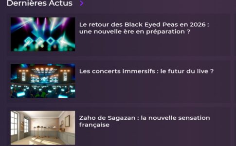 La rubrique Dernières Actus sur Playup avec les Black Eyed Peas