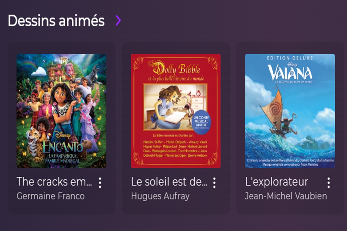 La sous-rubrique Dessins animés sur Playup 