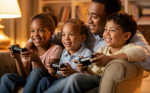enfant jouant à des jeux vidéo