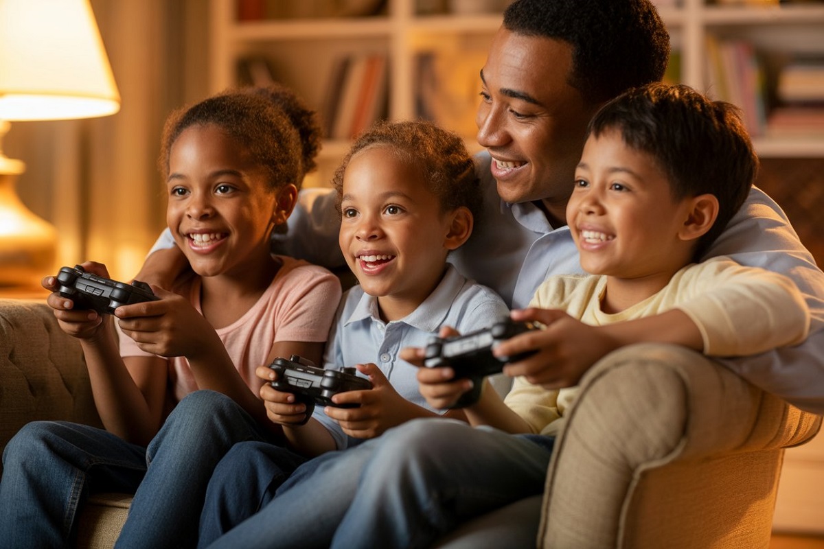 enfant jouant à des jeux vidéo 