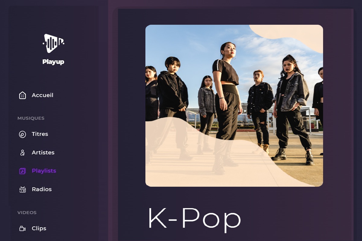 La playlist K-Pop disponible sur la plateforme Playup 
