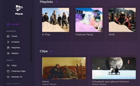 Les playlists et clips disponibles sur Playup