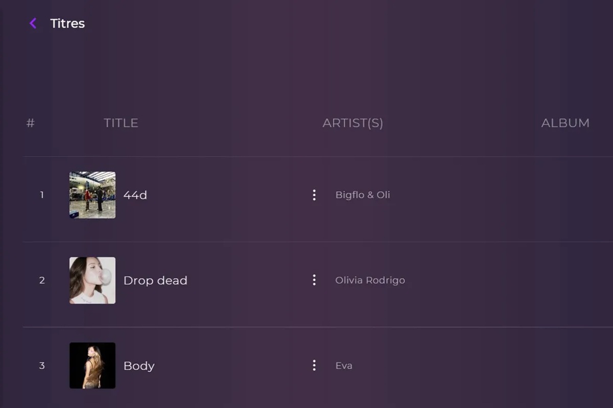 La section Titres sur Playup