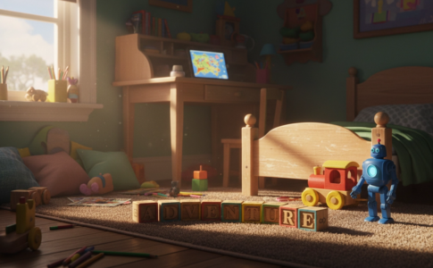 Chambre d'enfant rappelant l’univers de Toy Story 5
