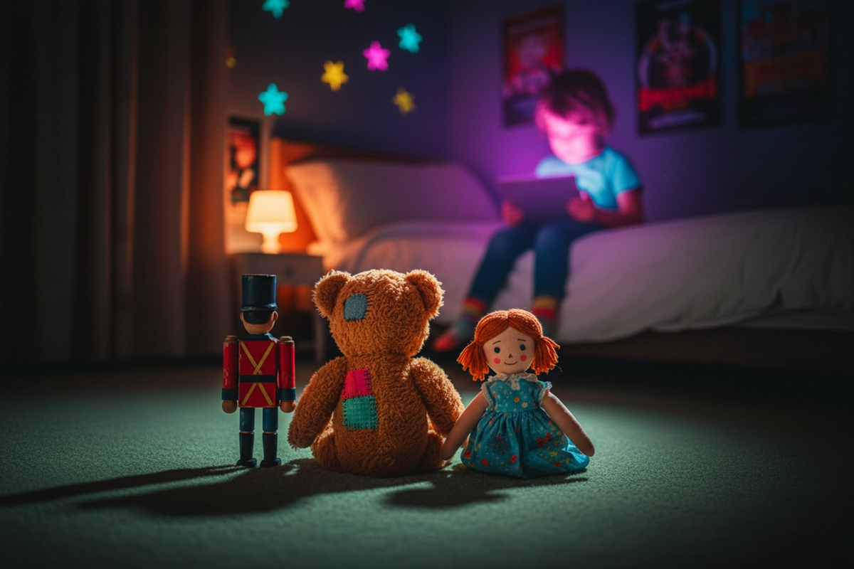 Enfant utilisant une tablette connectée rappelant Toy Story 5