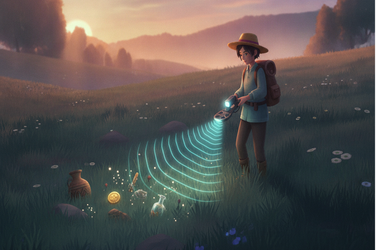 Gameplay d’un jeu d’aventure comme The Detectorist Guild
