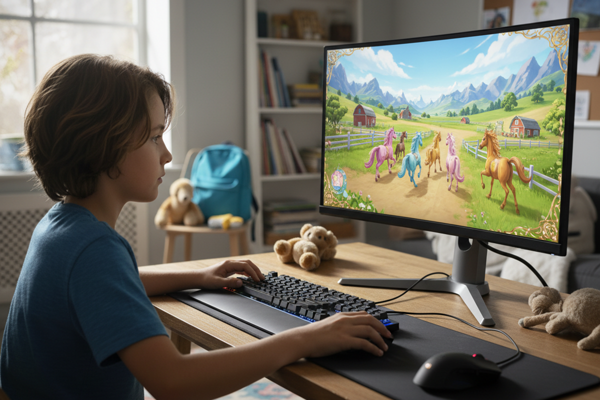 Un enfant qui joue sur son ordinateur
