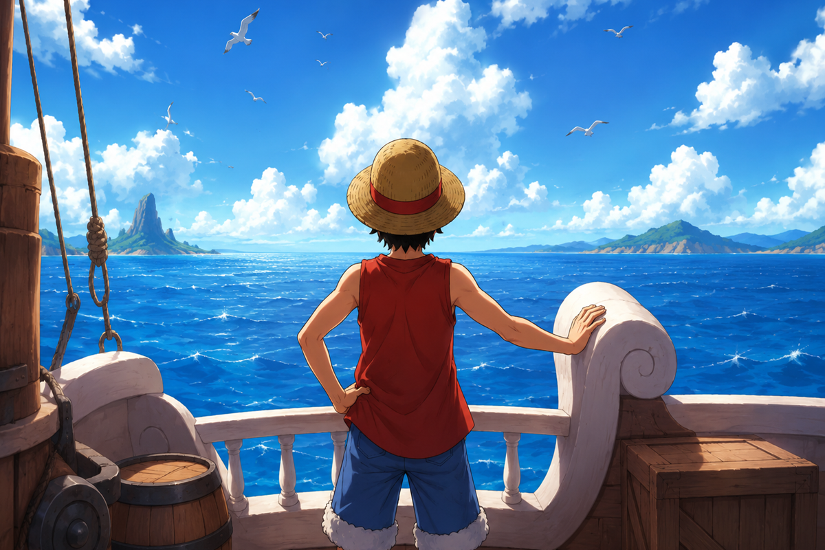 Illustration d’un héros de manga similaire à One Piece