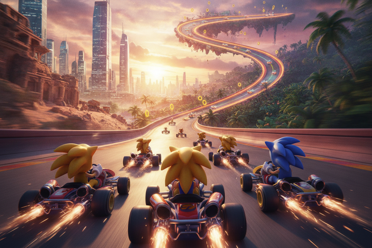Gameplay d’un jeu similaire à Sonic Racing : CrossWorlds
