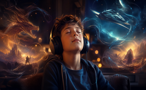 Un enfant écoutant des musiques de films