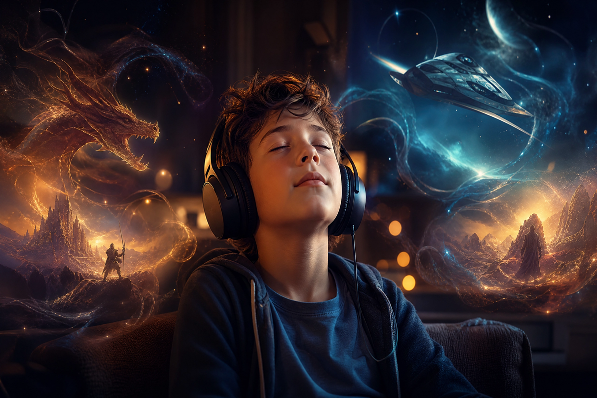 Un enfant écoutant des musiques de films