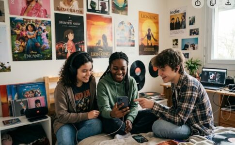 Des jeunes écoutant de la musique