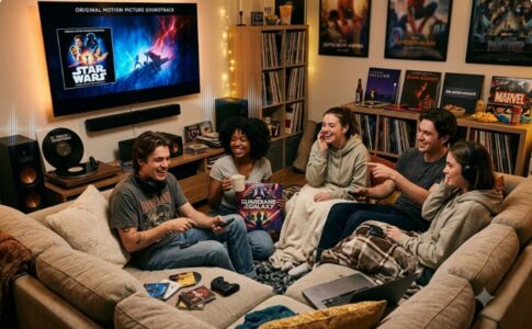 Des jeunes écoutant des bandes originales de films