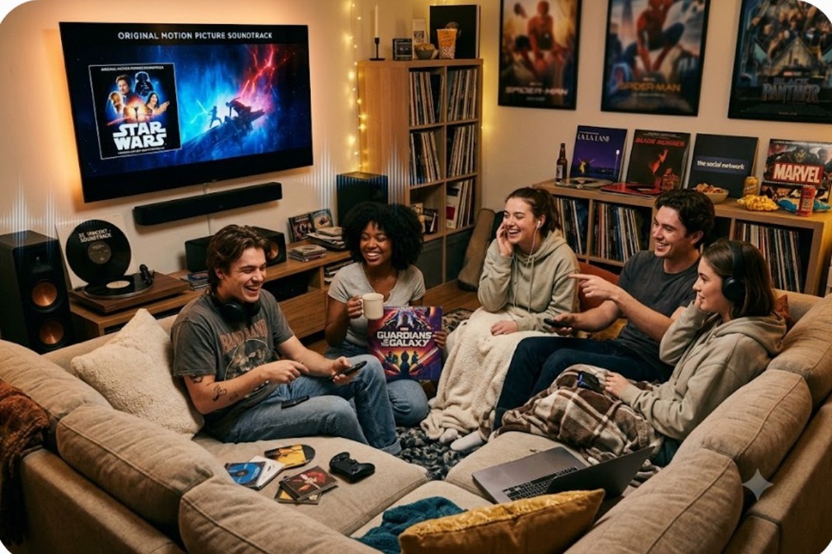 Des jeunes écoutant des bandes originales de films
