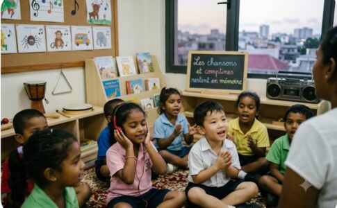 Des enfants réunis en musique