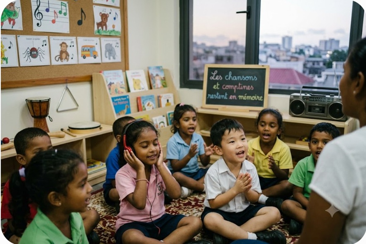 Des enfants réunis en musique
